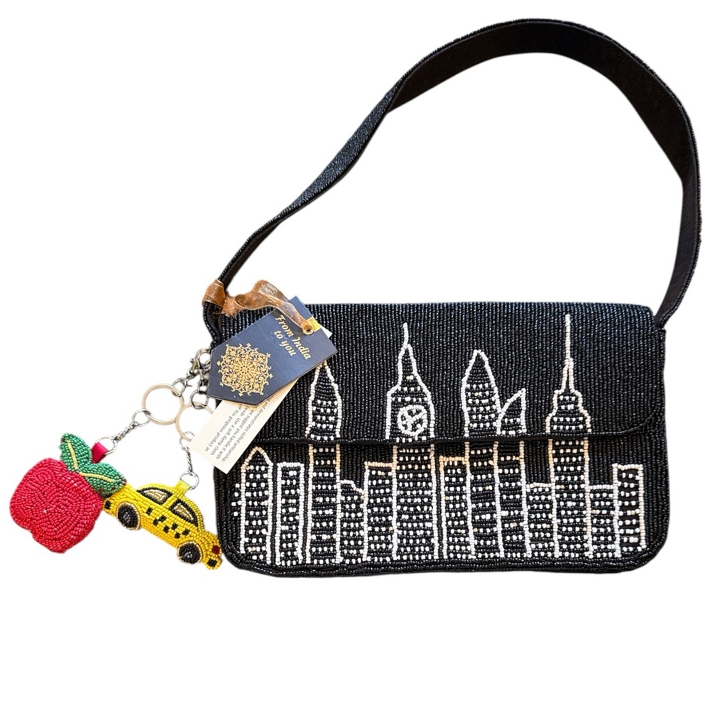 New York State of Mind Beaded Cityscape Shoulder Bag | NWT